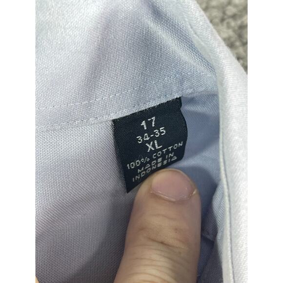 Alfani Shirt Mens 34 - 35 XL Button Down 17 inch Gray Solid Pinpoint Non Iron - Picture 3 of 11